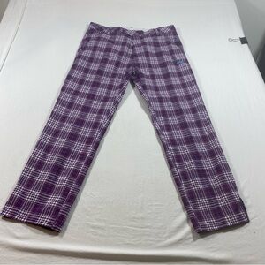 Puma golf pants Women’s 34/32 checkered purple and white pockets Stretchy pants